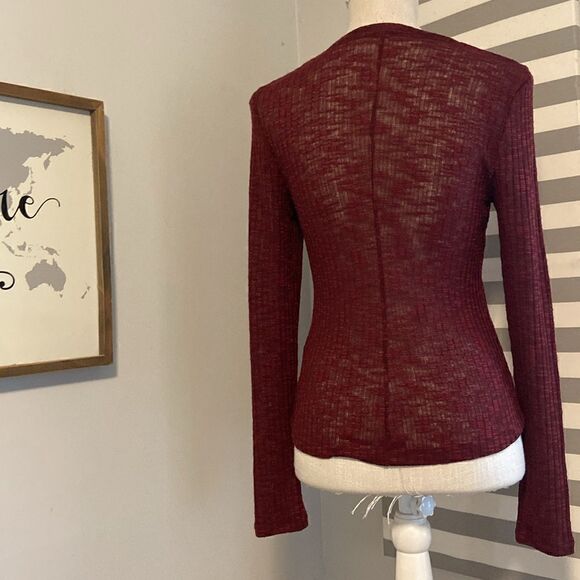 Free People Intimately Red Semi Sheer Aura Layering Top Size Small - Picture 5 of 9